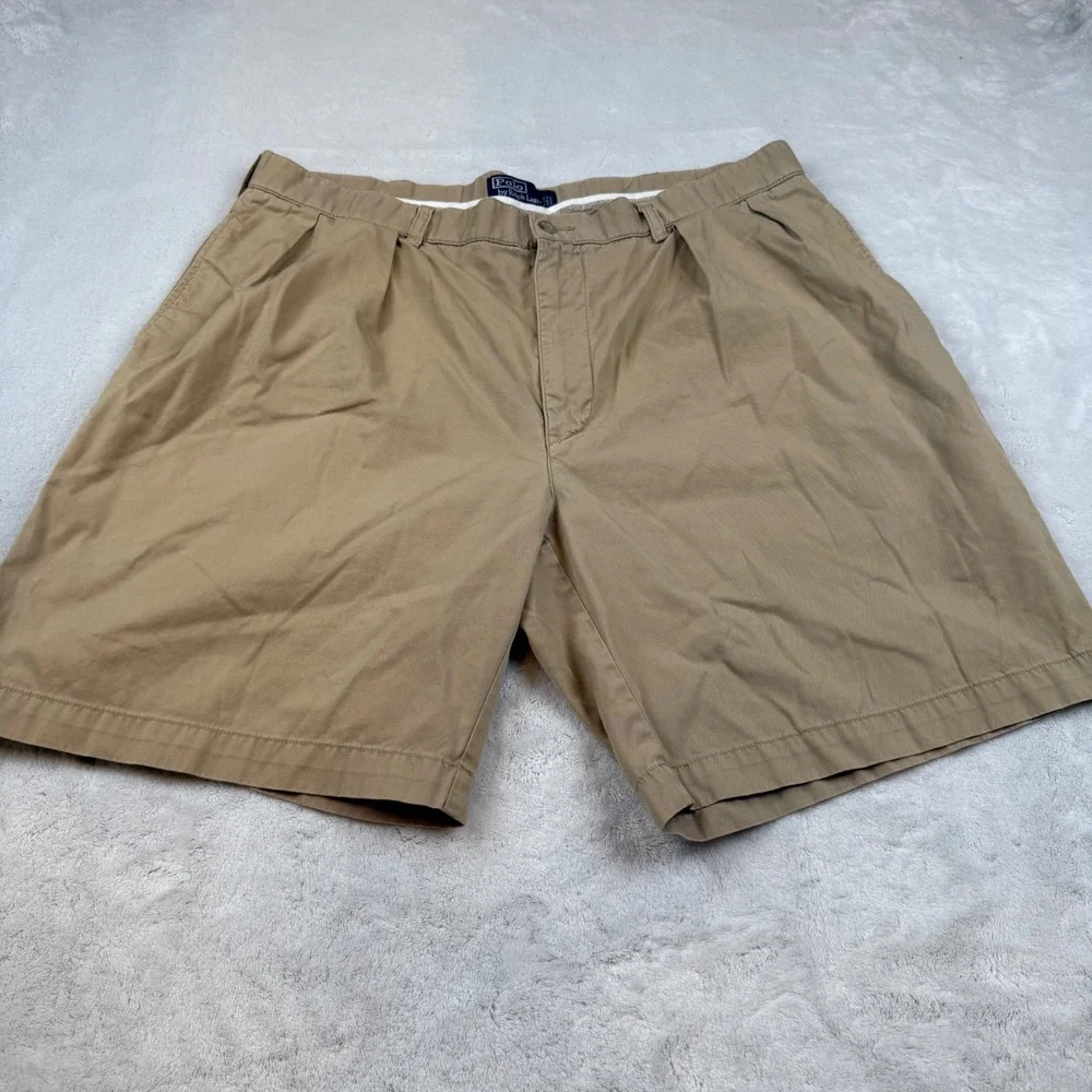 Polo Ralph Lauren Mens Khaki‎ Shorts Size 40 Pleated Cotton Chino Casual